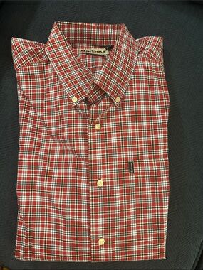 Barbour Red and White Plaid Button-Down Shirt